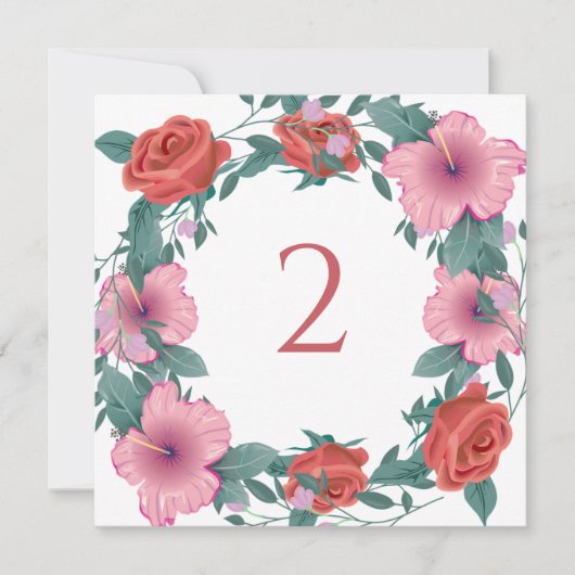 Tabelnummers bloemenrand feestdagenkaart (Voorkant)