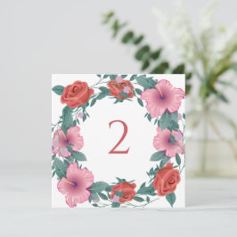 Tabelnummers bloemenrand feestdagenkaart