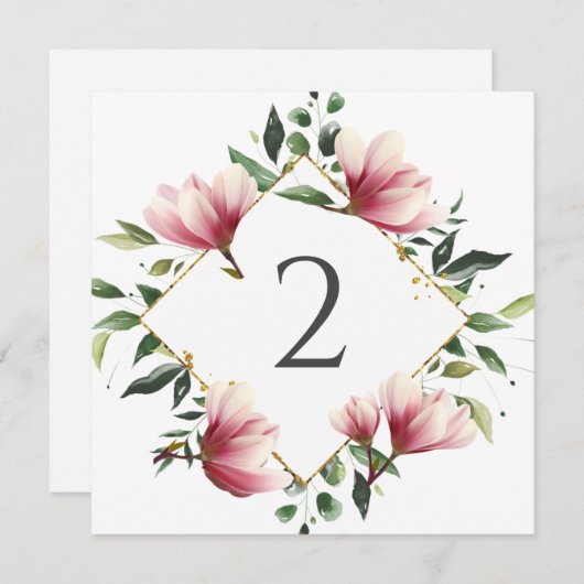 Tabelnummers bloemenrand feestdagenkaart (Voorkant / Achterkant)