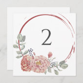 Tabelnummers bloemenrand feestdagenkaart (Voorkant / Achterkant)
