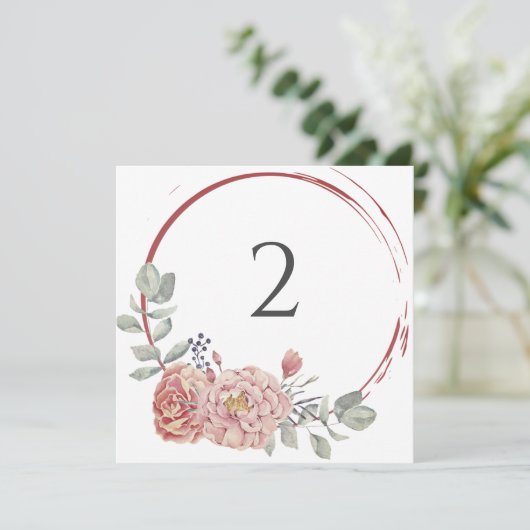 Tabelnummers bloemenrand feestdagenkaart (Staand voorkant)