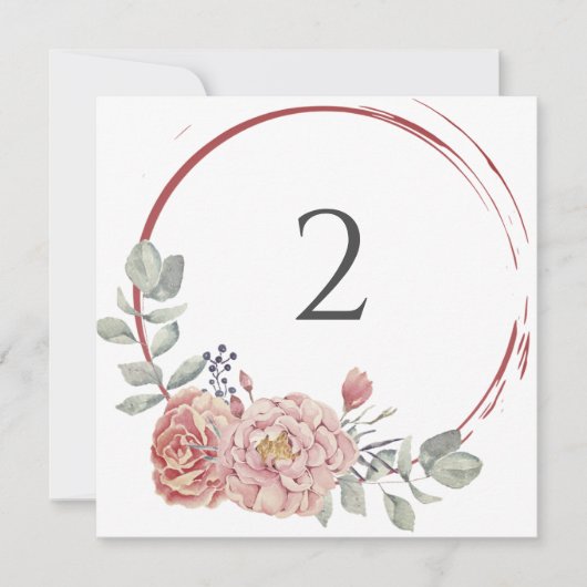 Tabelnummers bloemenrand feestdagenkaart (Voorkant)