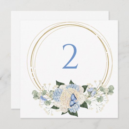 Tabelnummers bloemenrand feestdagenkaart (Voorkant / Achterkant)