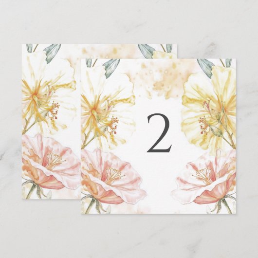 Tabelnummers bloemenrand feestdagenkaart (Voorkant / Achterkant)