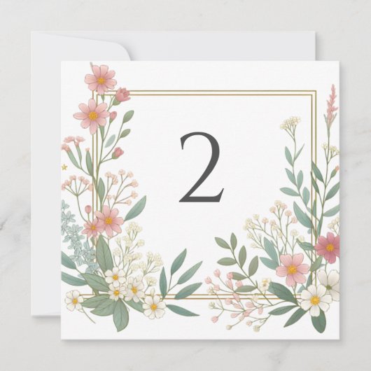 Tabelnummers bloemenrand feestdagenkaart (Voorkant)