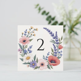 Tabelnummers bloemenrand feestdagenkaart