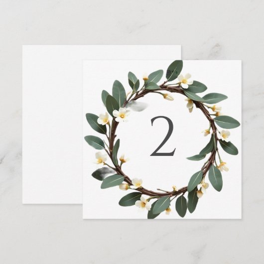 Tabelnummers bloemenrand feestdagenkaart (Voorkant / Achterkant)