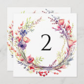 Tabelnummers bloemenrand feestdagenkaart (Voorkant / Achterkant)