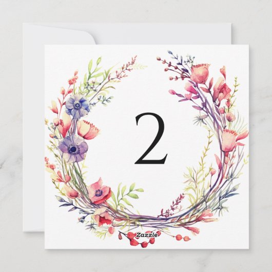 Tabelnummers bloemenrand feestdagenkaart (Achterkant)