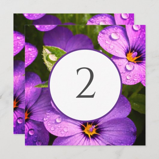 Tabelnummers bloemenrand feestdagenkaart (Voorkant / Achterkant)