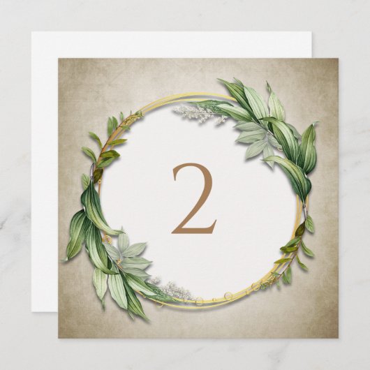 Tabelnummers bloemenrand feestdagenkaart (Voorkant / Achterkant)