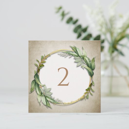 Tabelnummers bloemenrand feestdagenkaart (Staand voorkant)