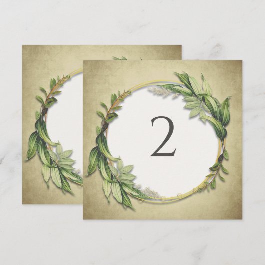 Tabelnummers bloemenrand feestdagenkaart (Voorkant / Achterkant)