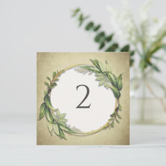 Tabelnummers bloemenrand feestdagenkaart (Staand voorkant)