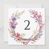 Tabelnummers bloemenrand feestdagenkaart (Voorkant)