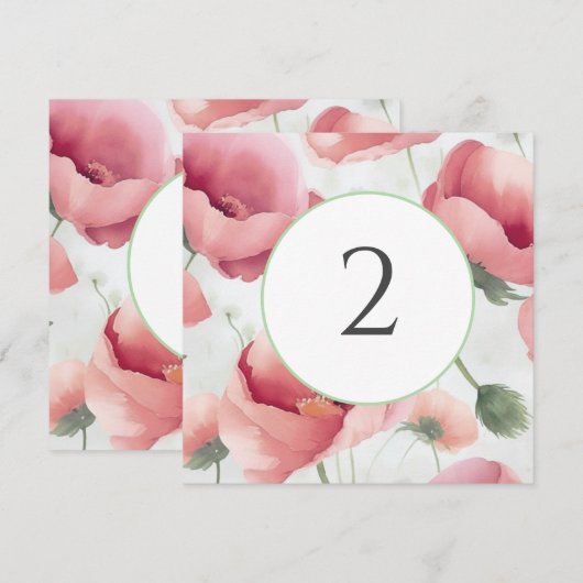 Tabelnummers bloemenrand feestdagenkaart (Voorkant / Achterkant)