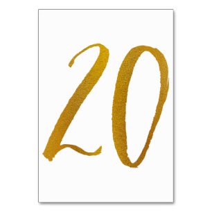 Tabelnummers - Casual penseelscripttypografie -20 Kaart