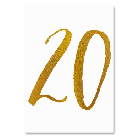 Tabelnummers - Casual penseelscripttypografie -20 Kaart (Achterkant)