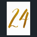 Tabelnummers - Casual penseelscripttypografie -24 Kaart<br><div class="desc">Tabel Nummer 24: Deze casual penseelscript tabel nummer kaart is ingesteld in een faux gouden folie. BELANGRIJK: De getoonde folie is een gedrukt effect. Het is geen echte folie. Als u dit effect niet wilt, kunt u het als volgt verwijderen: 1) Klik op "Aanpassen Verder. 2) Zoek het afbeelding dat...</div>