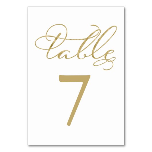 Tabelnummers | Elegante gouden folie bruiloft Kaart (Achterkant)