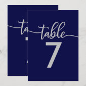 Tabelnummers | Elegante Marine Blauw Zilveren brui Kaart (Voorkant / Achterkant)
