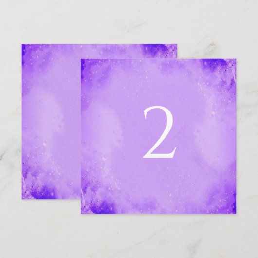 Tabelnummers paarse feestdagenkaart (Voorkant / Achterkant)