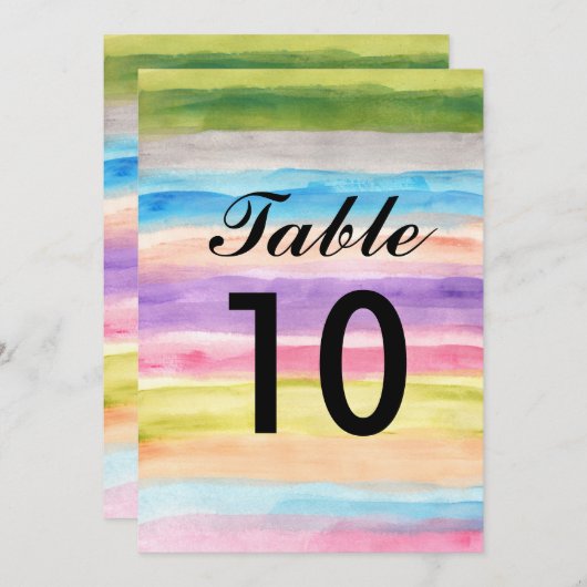 tabelnummers pastelkleuren waterverf kaart (Voorkant / Achterkant)