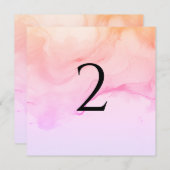 Tabelnummers perzikkleurig roze feestdagenkaart (Voorkant / Achterkant)