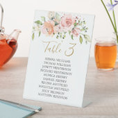 Tabelnummers roze Floral Foliage Seating Chart Reclamebord Met Voetstuk (Insitu)