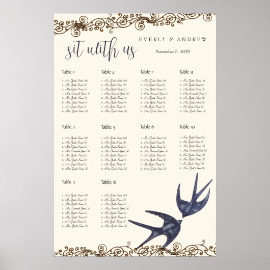 Tabelnummers  Tortelduifjes Poster (Voorkant)