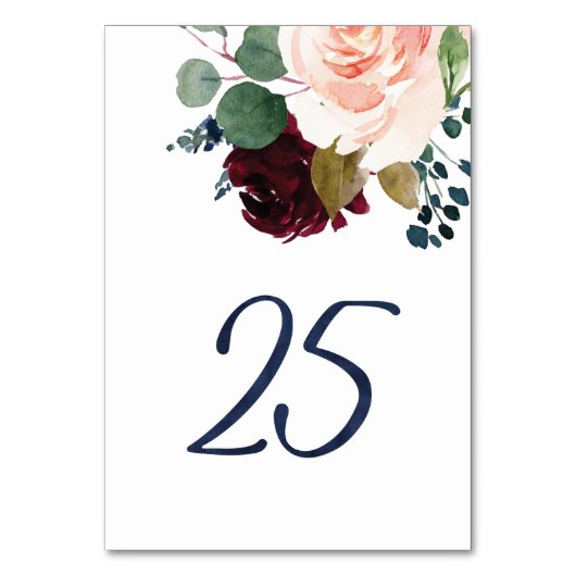 Tabelnummers voor KJ Waterverf Blue Font #25 Kaart (Voorkant)