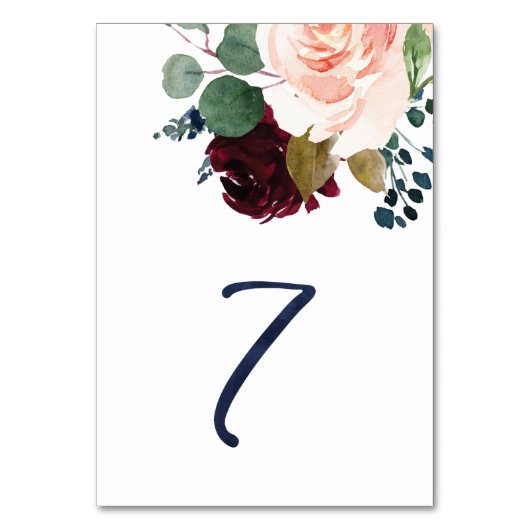 Tabelnummers voor KJ Waterverf Blue Font #7 Kaart (Voorkant)