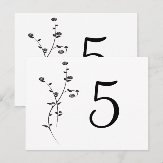 Tabelnummers zwarte en witte rozen briefkaart (Voorkant / Achterkant)