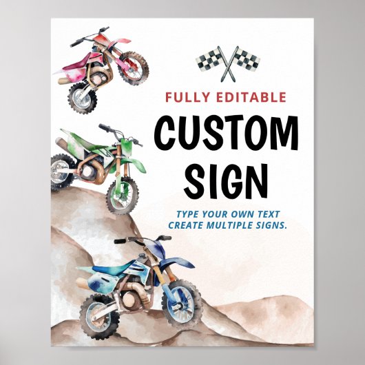 Tabelteken motorfiets op zaterdag poster (Voorkant)