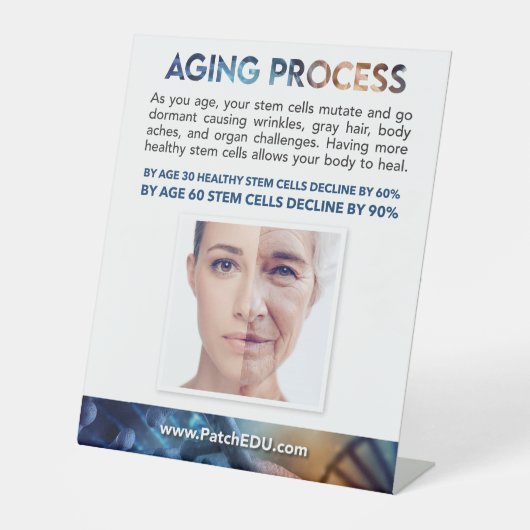 Tabelteken - verouderingsproces reclamebord met voetstuk (Voorkant)