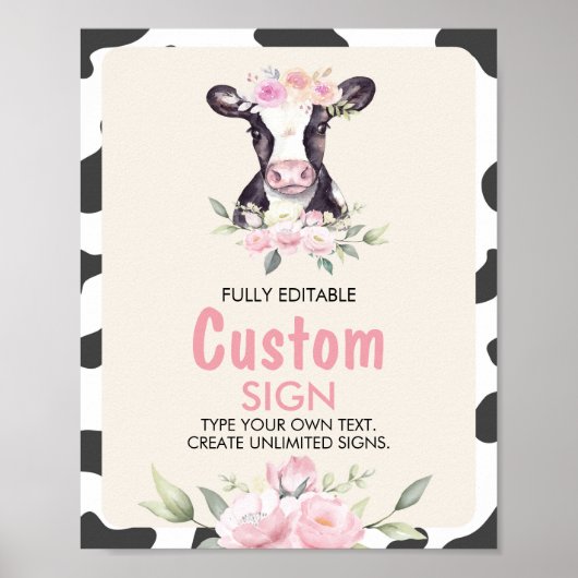 Tabelteken voor afgelopen koe poster (Voorkant)