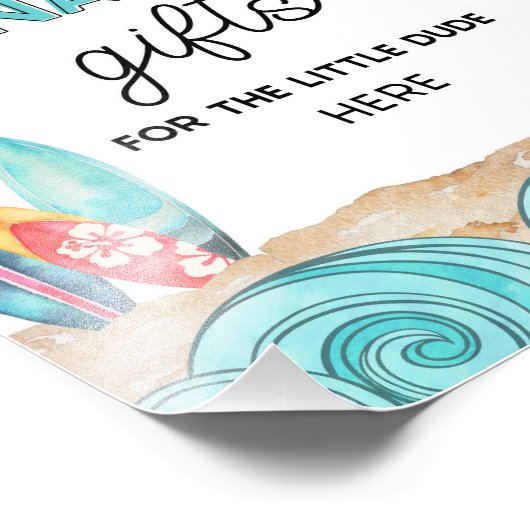 Tabelteken voor Surf-partij Foto Afdruk (Hoek)