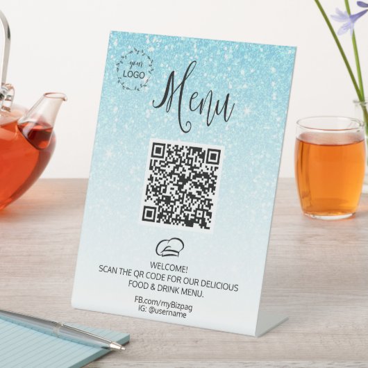 *~ tabeltent Glitter tabletop Menu Pedestal Sign Reclamebord Met Voetstuk (Insitu)
