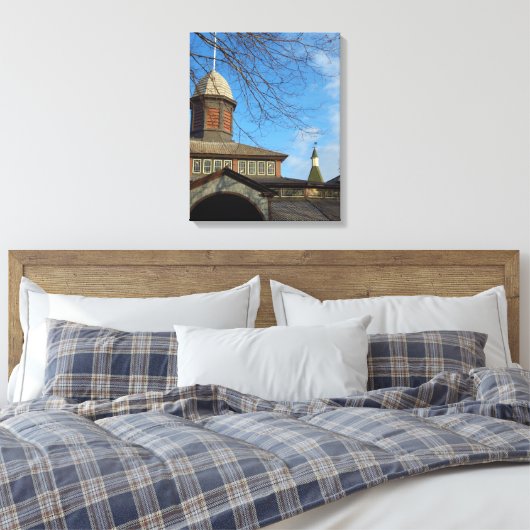 Tabernacle en Church Steeple - Martha's wijntuin Canvas Afdruk (Insitu (Slaapkamer))