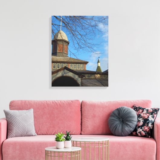 Tabernacle en Church Steeple - Martha's wijntuin Canvas Afdruk (Insitu (Woonkamer))