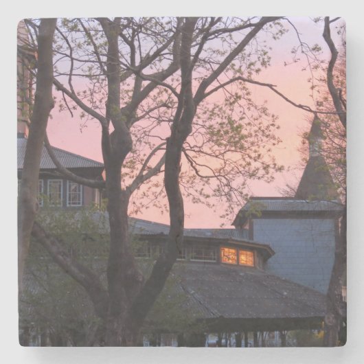 Tabernacle en Church Sunrise - Martha's wijntuin Stenen Onderzetter (Voorkant)