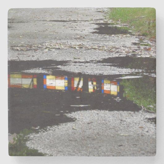 Tabernakelvensterreflectie - Martha's wijntuin Stenen Onderzetter (Voorkant)