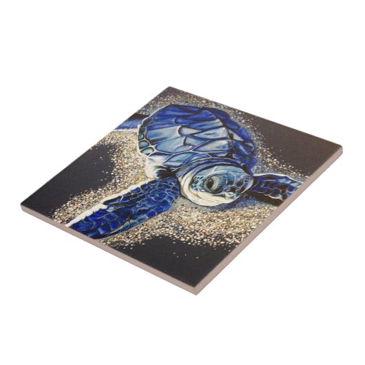 Tabin de baby zee schildpad tegeltje (Zijkant)