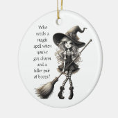 Tabitha en haar laarzen - Heks Keramisch Ornament (Links)