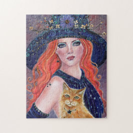Tabitha Halloween heks- en Kat-puzzel door Renee Legpuzzel