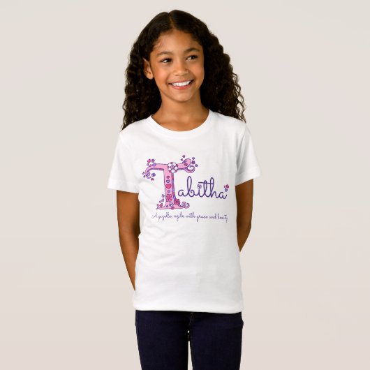 Tabitha meisjes naam & betekenis T monogram shirt (Voorkant volledig)