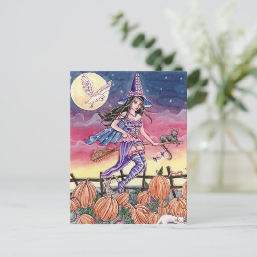 Tabitha - Witch, Cat and Owl Briefkaart (Staand voorkant)