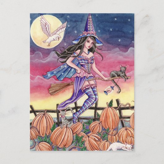 Tabitha - Witch, Cat and Owl Briefkaart (Voorkant)