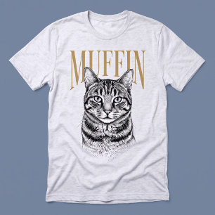 Tabkin Gouden Naam Zwart en Wit Huisdier Illustrat Tri-Blend Shirt