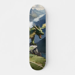 Tabla de Skate Dragón Verde en un Acantilado Persoonlijk Skateboard